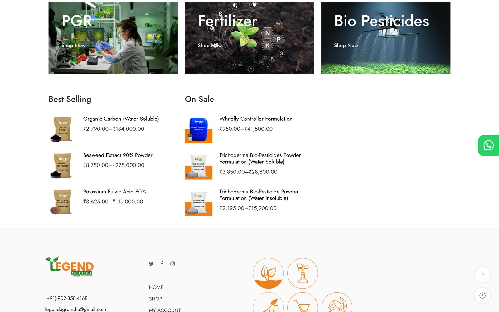Category banners with Best Selling and On Sale product lists